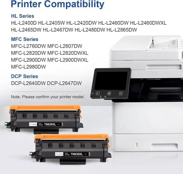 Alt view image 2 of 7 - Ennovor Compatible TN830XL Toner Cartridge for Brother Printer Replacement for Brother TN830 TN-830 TN-830XL Black Toner Cartridge for HL-L2400D HL-L2460DW HL-L2480DW HL-L2405W MFC-L2820DW Printer