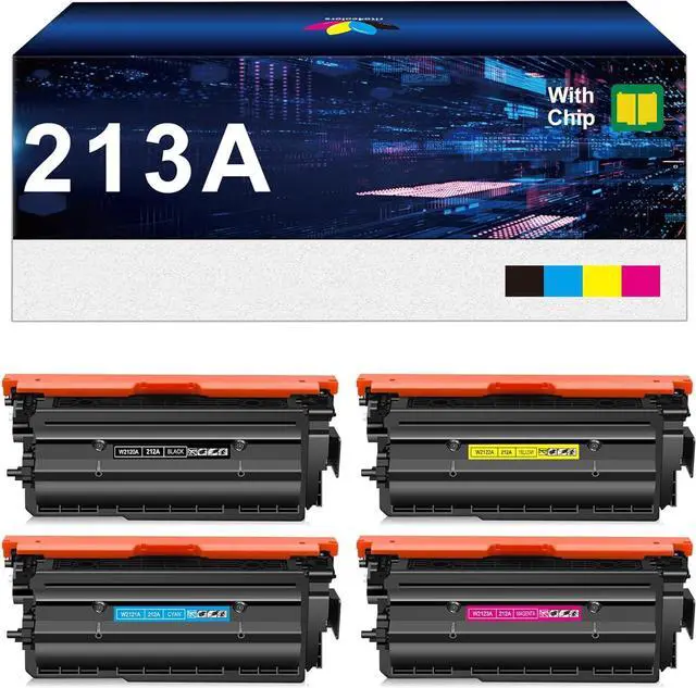 Main image of Ennovor 213A Toner Cartridge 4 Pack with Chip Compatible for HP 213A 213X W2130X W2130A Replacement for HP Color Laserjet Enterprise 5700dn MFP 5800dn 6700 6701dn MFP 6800 6801dn Printer Ink