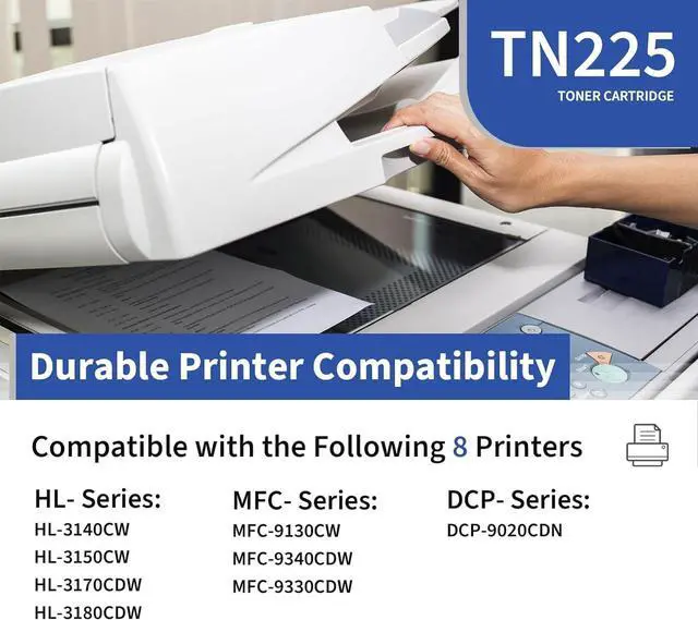 Alt view image 2 of 7 - Ennovor TN221 / TN225 Toner Cartridges 4 Pack Replacement for Brother TN-221 TN-225 TN225 Black High Yield Toner Cartridge HL-3170CDW MFC-9130CW MFC-9340CDW Printer TN225BK TN225C TN225M TN225Y
