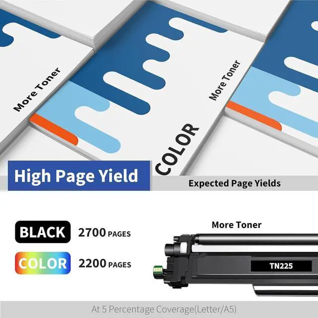 Alt view image 3 of 7 - Ennovor TN221 / TN225 Toner Cartridges 4 Pack Replacement for Brother TN-221 TN-225 TN225 Black High Yield Toner Cartridge HL-3170CDW MFC-9130CW MFC-9340CDW Printer TN225BK TN225C TN225M TN225Y
