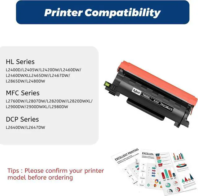 Alt view image 3 of 7 - Ennovor TN830 TN-830XL Black Toner Cartridges - for Brother TN830 TN-830 TN-830XL TN830XL 830 830XL for Brother HL-L2460DW DCP-L2640DW HL-L2400D MFC-L2820DW HL-L2405W Printer,4 Pack (with Chip)