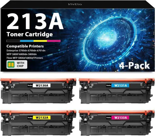Main image of Ennovor 213A Toner Cartridge (with Standard Chip) Replacement for HP 213A W2130A W2131A W2132A W2133A Compatible for HP 5700 6700 6701 MFP 5800 MFP 6800 MFP 6801 Printer Ink, 4 Pack 213A Cartridges