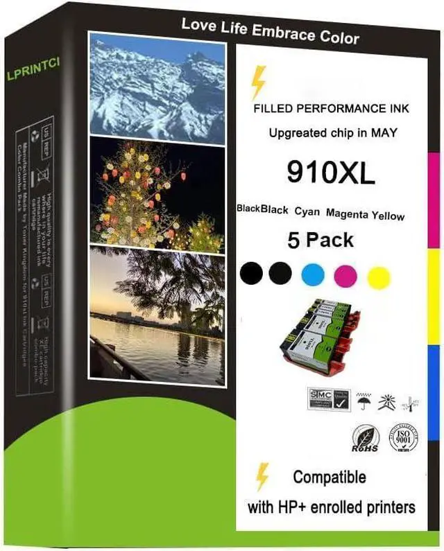 Main image of Ennovor 910XL Eligible for Ink Cartridges Use for HP Printers Officejet Pro 8010e 8012e 8015e 8020e 8024e 8025e 8028e 8035e 3JB41AN 5 Combo Pack (Cyan Magenta Yellow Black 2 pcs)