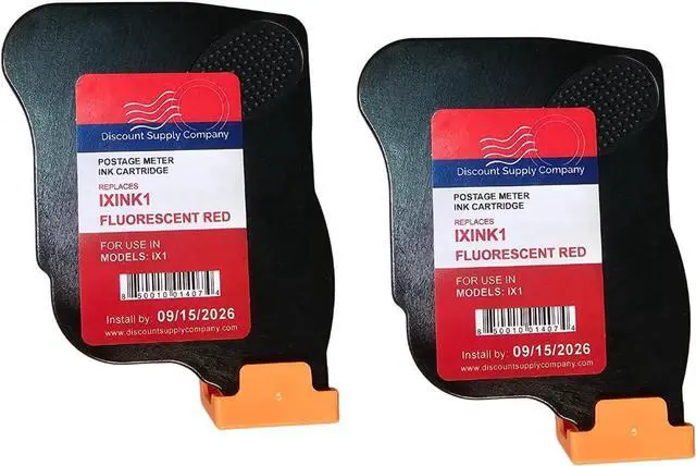 Main image of Ennovor Two-Pack IXINK1 Compatible Fluorescent Ink Cartridge for Quadient iX-1 Mailing Machine, Fluorescent Red, 90 Day Warranty