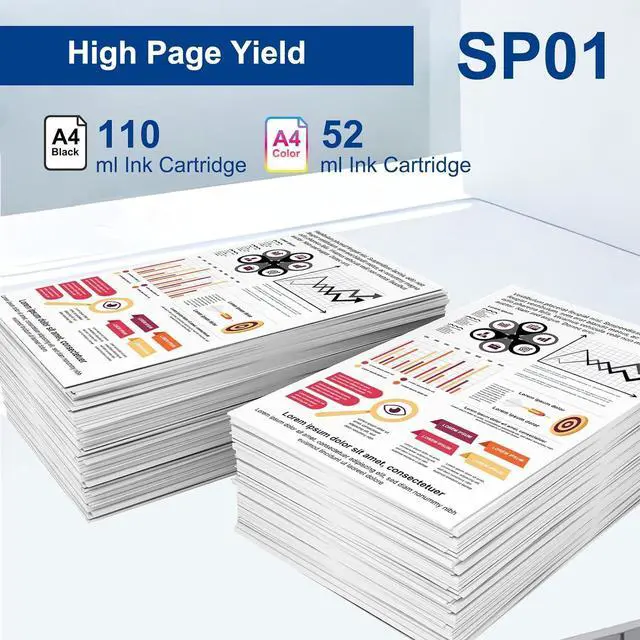 Alt view image 3 of 7 - Ennovor SP01 Sublimation Ink Cartridge Remanufactured SP01BK SP01CS SP01MS SP01YS Ink Cartridge Compatible for Brother SP-1 SP1 Sublimation Inkjet Printer (4-Pack, BCMY)