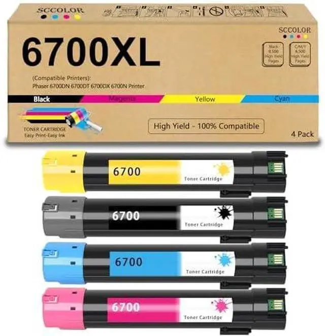 Main image of Ennovor Phaser 6700 Toner Cartridge 106R01503 106R01504 106R01505 106R01506 Replacement for Xerox Phaser 6700 6700DN 6700DT 6700DX 6700N Printer