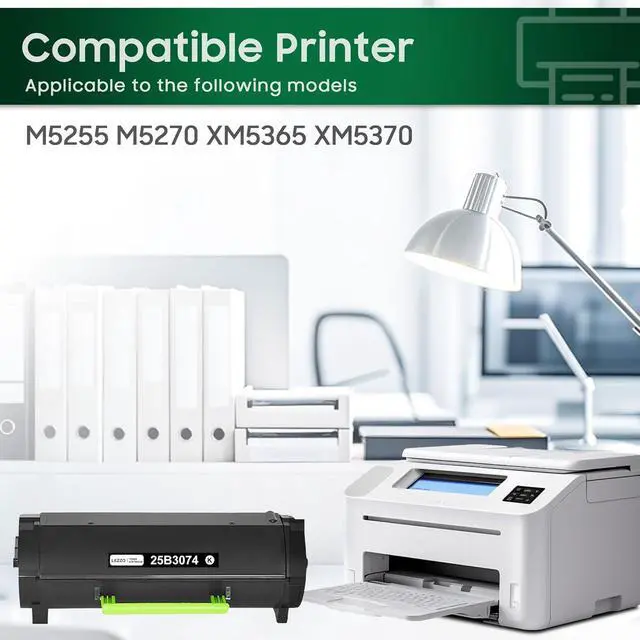 Alt view image 2 of 6 - Ennovor 25B3074 Toner Cartridge 1-Pack High Yeild Remanufactured 25B3074 Black Toner Replacement for Lexmark 25B3074 Toner for M5255 M5270 XM5365 XM5370 Printer (10,500 Pages)