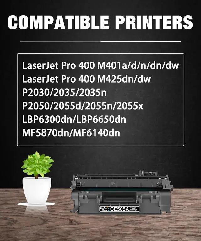 Alt view image 2 of 7 - Ennovor Compatible CE505A Black Toner Cartridge Replacement for HP 05A CE 505A for Laser-Jet Pro P2035 P2035N P2055 P2055dn P2055x P2056dn P2030 Laser Printer (5-Pack)