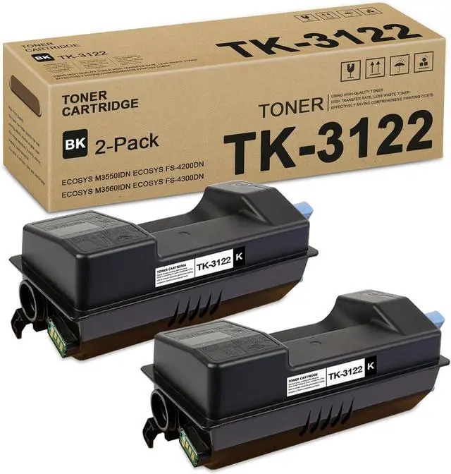Main image of Ennovor 2 Pack TK3122 Black Toner Cartridge: Compatible TK3122K TK-3122K Toner Replacement Toner Cartridge for Kyocera ECOSYS FS-4200DN M3550idn Printer, 21,500 Pages Each