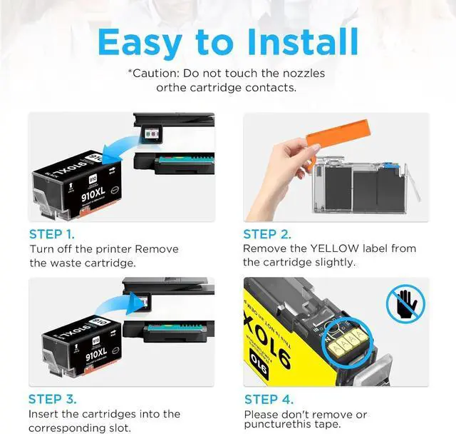 Alt view image 5 of 7 - Ennovor Compatible 910XXL 910 XL Ink Cartridges Replacement for HP 910xl Ink Cartridges Combo Pack Work for HP OfficeJet 8010 8015 8022 Pro 8025e 8020 8025 8028 8030 8035 Printer 4-Pack
