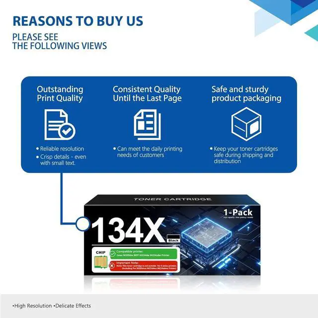 Alt view image 6 of 7 - Ennovor 134X Toner Cartridge, W1340X 134X Black High-Yield Toner Cartridge 1-Pack Replacement for HP 134X W1340X 134A W1340A Toner Cartridge Works with Laser M209dw Laser MFP M234dw M234sdw Printer
