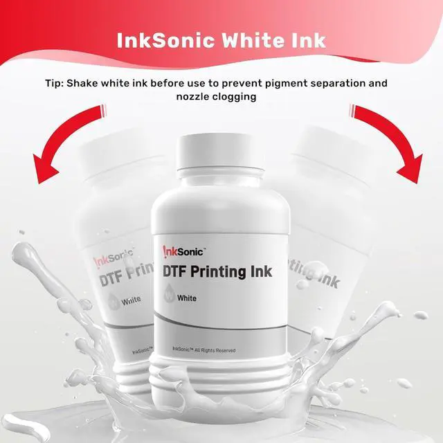 Alt view image 2 of 7 - Ennovor InkSonic DTF Ink White 1000ML, Premium DTF Transfer Ink for PET Film, Refill Ink Compatible for All DTF Printer (White, 4 * 250ml)