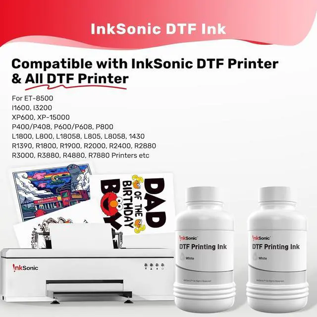 Alt view image 5 of 7 - Ennovor InkSonic DTF Ink White 1000ML, Premium DTF Transfer Ink for PET Film, Refill Ink Compatible for All DTF Printer (White, 4 * 250ml)