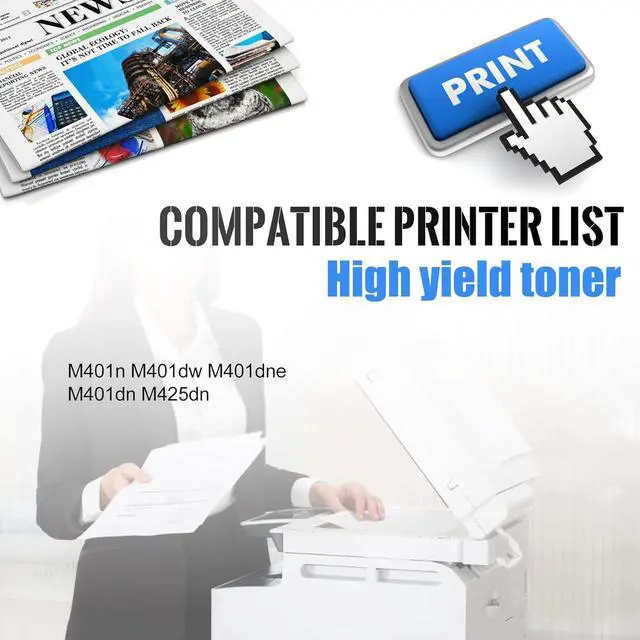 Alt view image 2 of 6 - Ennovor 2 PK 80X|CF280XD Black Toner Cartridge 7,500 Pages High-Yield Compatible, 80X|CF280XD, Replacement for HP M401n M401dw M401dne M401dn M425dn Printer