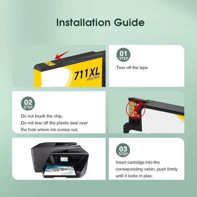Alt view image 4 of 6 - Ennovor 711XL Ink Cartridge Combo Pack Replacement for HP 711 Ink Cartridge (80-ml Black / 29-ml C/M/Y) Works with HP DesignJet T100 T120 T125 T130 T520 T525 T530 Printer (4-Pack)