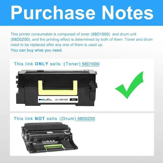 Alt view image 3 of 7 - Ennovor LCL 58D1000 Black Toner Cartridge Replacement for Lexmark MS725 MS725dvn MS821 MS821dn MS821n MS822 MS822de MS823 MS823dn MS823n MS825 MS825dn MS826 MS826de MX721 Printer (1-Pack)
