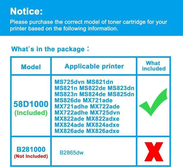 Alt view image 2 of 7 - Ennovor LCL 58D1000 Black Toner Cartridge Replacement for Lexmark MS725 MS725dvn MS821 MS821dn MS821n MS822 MS822de MS823 MS823dn MS823n MS825 MS825dn MS826 MS826de MX721 Printer (1-Pack)