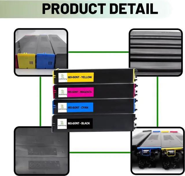 Alt view image 4 of 6 - Ennovor MX-60NT MX-61NT Toner Cartridges Set(61NTBA 61NTCA 61NTMA 61NTYA) Compatible for Sharp MX-2651 MX-3051 MX-3071 MX-3551 MX-3571 MX-4051 MX-4071 Printer