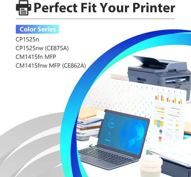 Alt view image 2 of 7 - Ennovor 128A Toner High Yield ( with Chip ) Replacement for HP 128A Toner Cartridges CE320A CE321A CE322A CE323A Color CM1415fn MFP CM1415fnw MFP CP1525n CP1525nw Series , 4 Pack