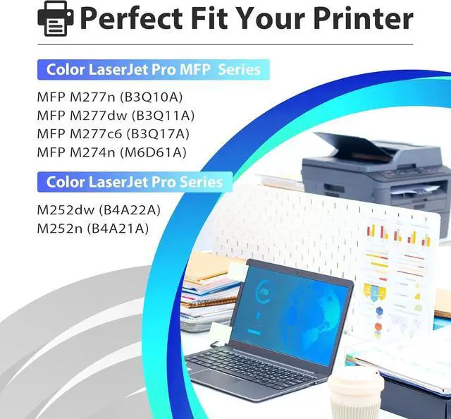 Alt view image 2 of 7 - Ennovor 201A Toner Cartridge Compatible for HP 201A 4 Pack CF400A CF401A CF402A CF403A Color Laserjet Pro MFP M277dw M252dw M277n M277c6 (Black, Cyan, Magenta, Yellow)