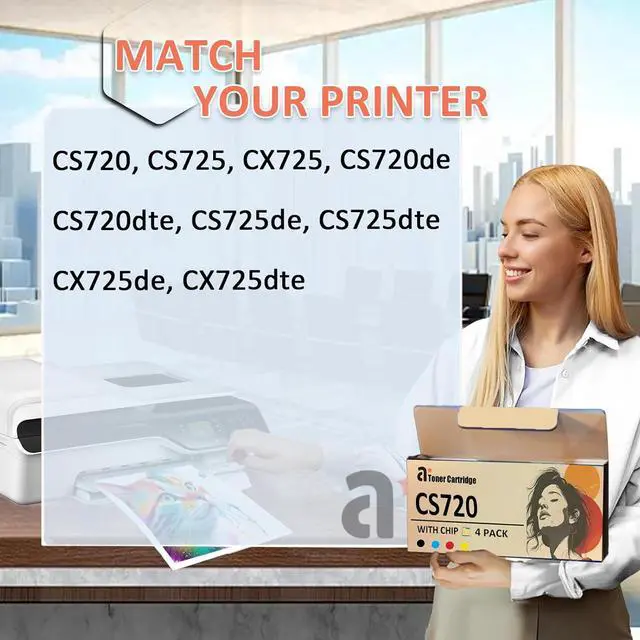 Alt view image 2 of 7 - Ennovor CS720 Toner Cartridges Replacement for Lexmark CS720 74C10C0 Cyan Toner Cartridge Compatible for Lexmark CS720 CS725 CX725 CS720de CS720dte Printers, 1 Pack