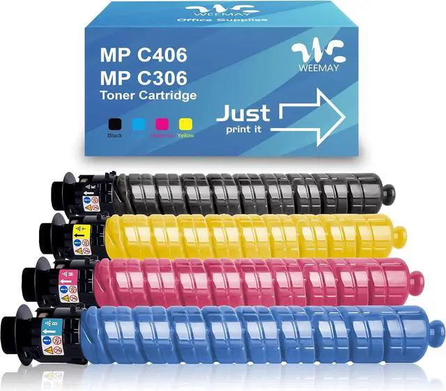 Main image of Ennovor Weemay Compatible MP 406/C306 Toner Cartridge (BK/C/Y/M) Replacement for Ricoh MP C406 MP C306 MP C307 MP C407 Printer 842091 842092 842093 842094 (4-Pack,1 Black,1 Cyan,1 Yellow,1 Magenta)