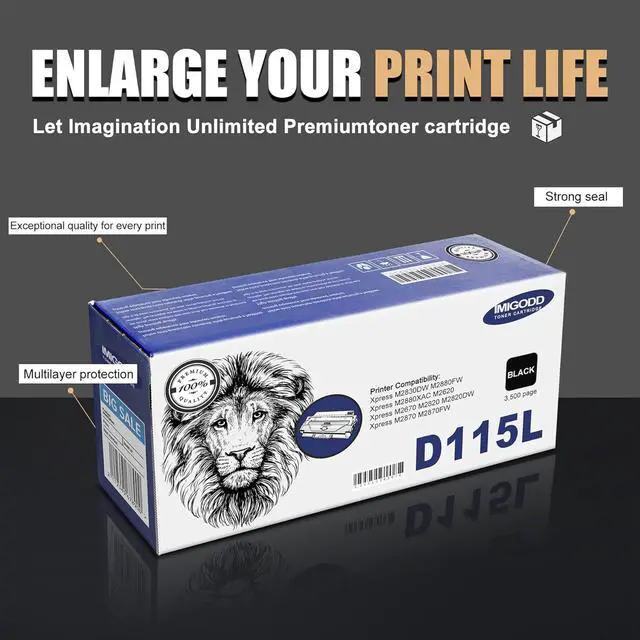 Alt view image 5 of 6 - Ennovor MLT-D115L Black Toner Cartridge (with Chip) Replacement Compatible for Samsung Xpress M2830DW M2880FW M2880XAC M2620 M2670 M2820 M2820DW M2870 M2870FW (1 Pack)