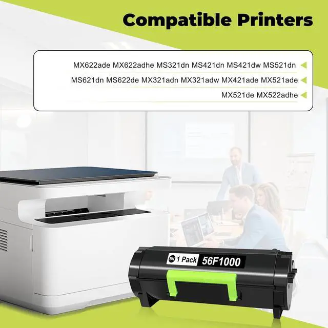 Alt view image 3 of 3 - Ennovor 56F1000 High Yield Toner Cartridge Compatible for Lexmark 56F1000 Toner Cartridge for MS421,MS521,MS621,MS622,MS321,MX321,MX421,MX521,MX522,MX622,Laser Printers(1 Pack,6,000 Pages)