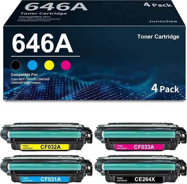 Main image of Ennovor 646X 646A Black Cyan Magenta Yellow Toner Cartridge Replacement for HP 646X 646A CE264X CF031A CF032A CF033A or Color Enterprise CM4540 MFP Series Printer, 4-Pack
