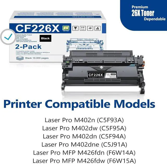 Alt view image 2 of 7 - Ennovor 26X Black Laser Toner Cartridge Suitable for M402n Printer | Pro M402 Series, Pro MFP M426 Series Printer Work with CF226X CF226A Toner Cartridge | High Yield