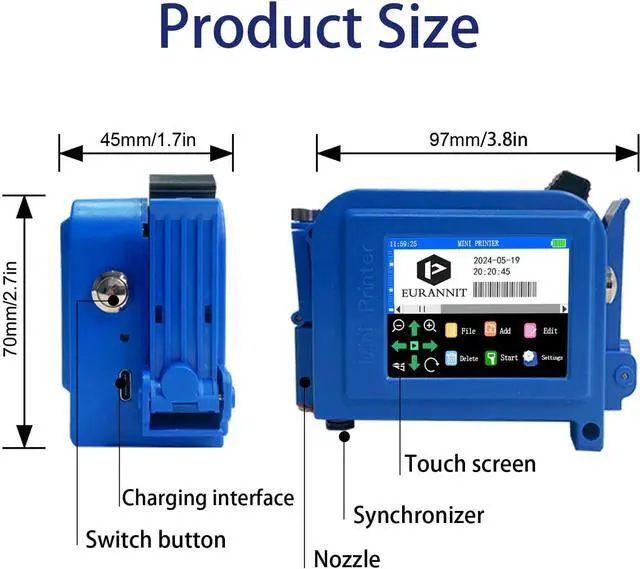 Alt view image 7 of 7 - Handheld Inkjet Printer E11, 0.5 inch Mini Handheld Printer with ER520 Quick-Dry Ink Cartridge, Portable Inkjet Printers for Text Date QR Barcode Batch Number Logo