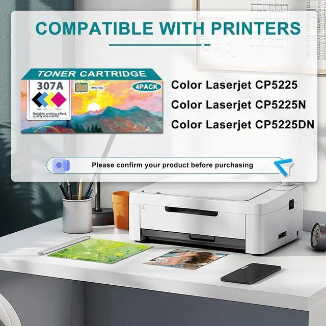 Alt view image 2 of 7 - Ennovor 307A High Yield Toner Cartridges Replace for HP CE740A CE741A CE742A CE743A Toner Compatible for HP Color Laserjet CP5225 CP5225N CP5225DN Printer,Combination Package ×4