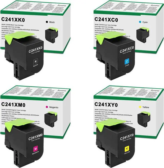 Main image of Ennovor Remanufactured C241XK0 C241XC0 C241XM0 C241XY0 Extra High Yield Toner Cartridge Replacement for Lexmark C2425 C2535 MC2425 MC2535 MC2640 Printer Ink (Black Cyan Magenta Yellow)
