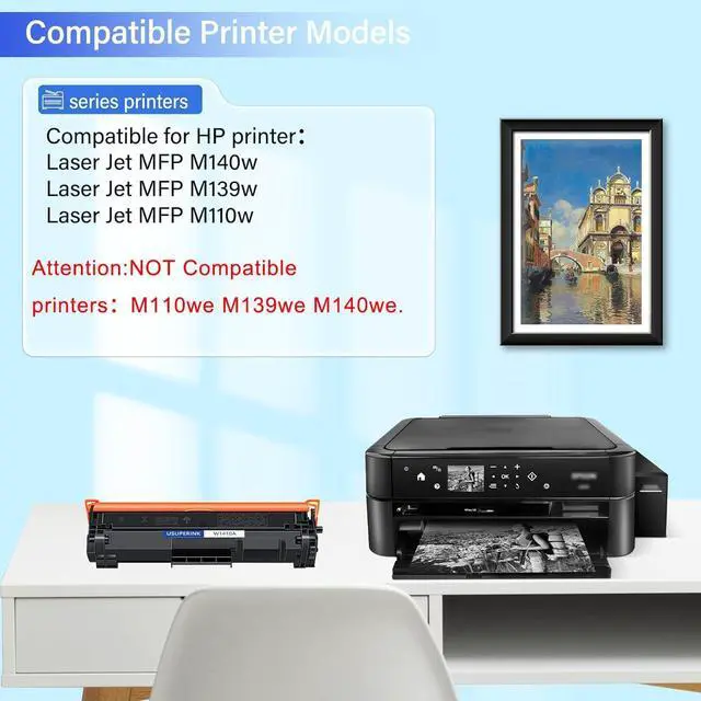 Alt view image 2 of 7 - Ennovor W1410A Compatible Replacement for HP 141A Black Toner Cartridge use for Laser Jet Pro M110w MFP M140w M139w(not use for M139we, M140we, M110we,2 Pack)