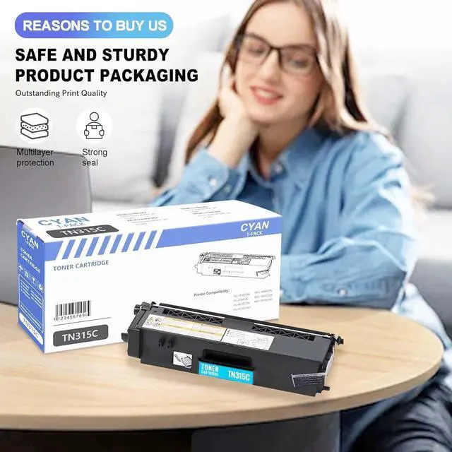 Alt view image 4 of 6 - Ennovor 1 Pack TN315C Cyan Toner Cartridge TN315C High Yield 5,600 Pages Compatible for Brother HL-4150CDN 4140CW 4570CDW 4570CDWT MFC-9640CDN 9650CDW 9970CDW Printer