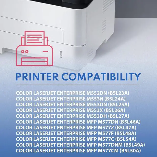 Alt view image 2 of 7 - Ennovor 508A (4-Pack) High-Yield Toner Cartridge Compatible for HP 508A CF360A CF361A CF362A CF363A Color Laserjet M553 M552 MFP M577 Series Printers (B/C/M/Y)