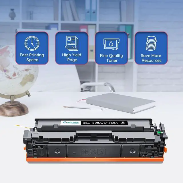 Alt view image 6 of 7 - Ennovor 508A (4-Pack) High-Yield Toner Cartridge Compatible for HP 508A CF360A CF361A CF362A CF363A Color Laserjet M553 M552 MFP M577 Series Printers (B/C/M/Y)
