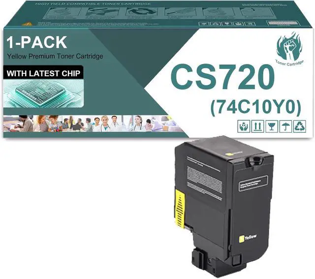 Main image of Ennovor CS720 Toner Cartridge High Yield Compatible for Lexmark CS720 74C10Y0 Yellow Replacement Cartridges for Lexmark CS720 CS725 CX725 CS720de Printers