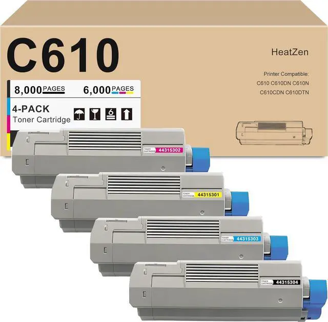 Main image of Ennovor C610 Toner Cartridge Set (4-Pack, Black Cyan Magenta Yellow) Replacement for OKI Okidata 44315304 44315303 44315302 44315301 Toner Cartridge for C610 C610DN C610N C610CDN C610DTN Printers