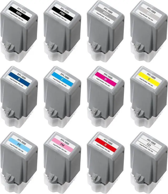Alt view image 2 of 7 - Ennovor PFI-1000 Ink Cartridge 12 Color Pack (MBK PBK C M Y R GY B PGY PC PM CO) Replacement for Canon PFI-1000 PFI1000 Ink Cartridge Works with ImagePROGRAF PRO-1000 Printer Ink, 80ml