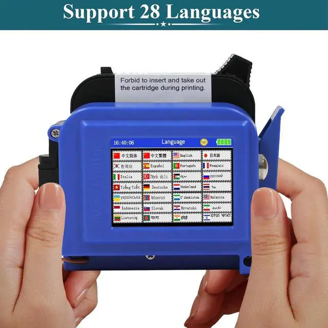 Alt view image 2 of 7 - Ennovor Upgraded 25.4mm/1 inch Mini Inkjet Printer for All Materials PC11-1, 25 Languages, with Ink Cartridge, Smart Pocket Marking Device for Date Time Barcode Logo Qrcode Batch Number Image Icons