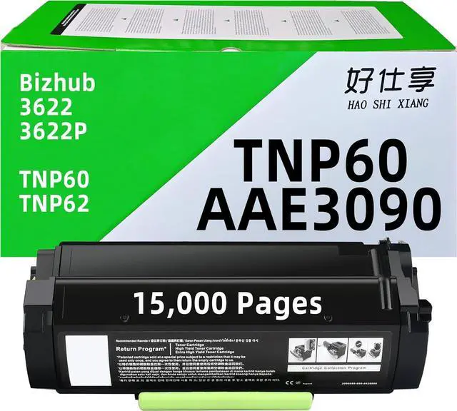 Main image of Ennovor TNP60 TNP62 AAE3090 Remanufactured High Yield Toner Cartridge Compatible for Konica Minolta Bizhub 3622 3622P Printer (TNP60/62 Toner-1Pack-15000Pages)