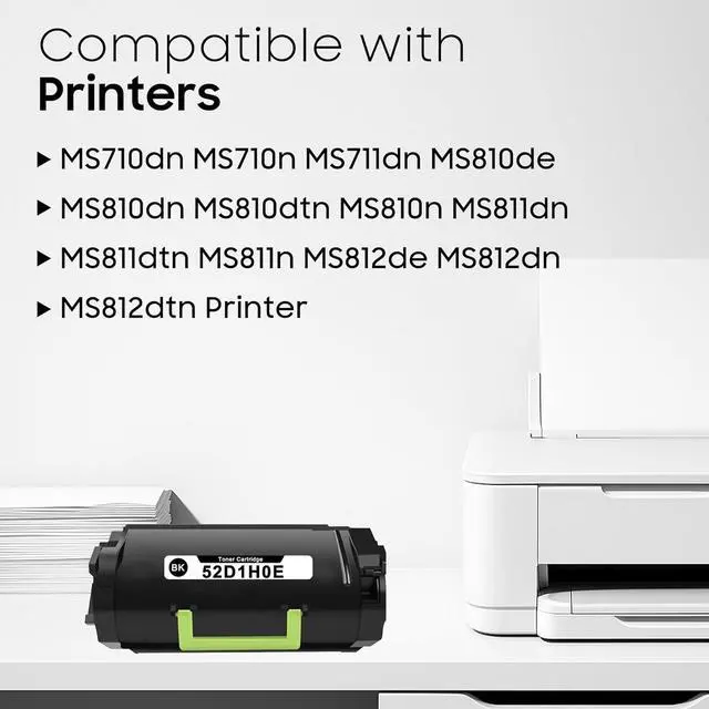 Alt view image 2 of 6 - Ennovor Remanufactured 52D1H0E Toner Cartridge 52D1H00 Black Toner Replacement for Lexmark 52D1H0E Toner Work with MS710 MS711 MS810 MS810n MS810dn MS811 MS811dn MS812 Printer (1-Pack)