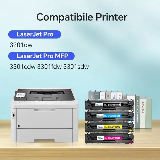 Alt view image 3 of 7 - Ennovor 218A Toner cartridges 4 Pack High Yield Toner Replacement for HP 218A 218X Color Laserjet Pro MFP 3301fdw 3301cdw 3201dw 3301sdw Printer W2180A W2180XNO CHIP