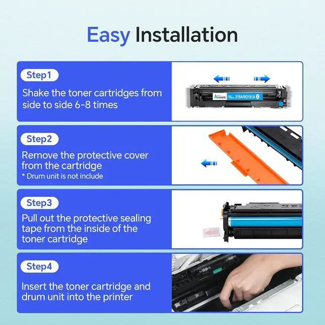 Alt view image 4 of 7 - Ennovor 218A Toner cartridges 4 Pack High Yield Toner Replacement for HP 218A 218X Color Laserjet Pro MFP 3301fdw 3301cdw 3201dw 3301sdw Printer W2180A W2180XNO CHIP