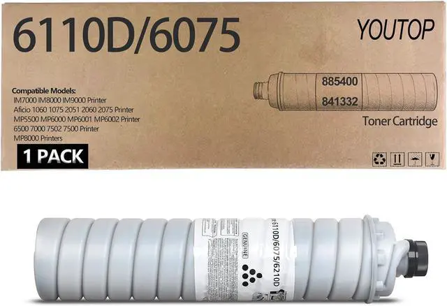 Main image of Ennovor 1PK 6110D 6075 Toner Cartridge 841332 885400 Black Replacement for Ricoh IM7000 IM8000 IM9000 Aficio 1060 1075 2051 2060 2075 MP5500 MP6000 MP6001 MP6002 6500 7000 7502 7500 MP8000 Printers