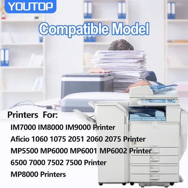 Alt view image 2 of 6 - Ennovor 1PK 6110D 6075 Toner Cartridge 841332 885400 Black Replacement for Ricoh IM7000 IM8000 IM9000 Aficio 1060 1075 2051 2060 2075 MP5500 MP6000 MP6001 MP6002 6500 7000 7502 7500 MP8000 Printers