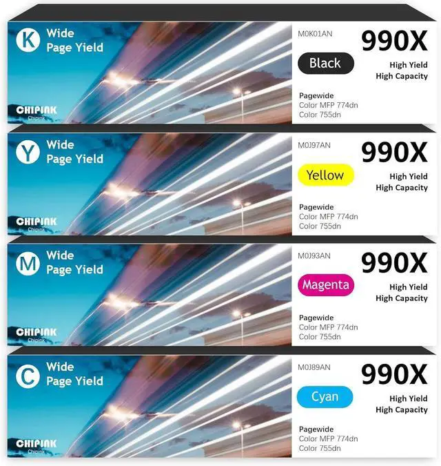 Main image of Ennovor 990X Ink Cartridges High Yield Combo Pack Compatible Replacement for 990XL 990XC Ink Cartridges for PageWide Color MFP 774dn 755dn Printer (4 Pack, Black Cyan Yellow Magenta)