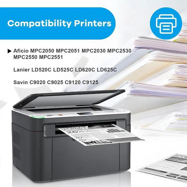 Alt view image 2 of 6 - Ennovor MPC2551 MP C2551 Toner Cartridge Replacement for 841586 841503 841502 841501 for MP C2050 C2051 C2550 C2551 (4-Pack, Black Cyan Yellow Magenta)