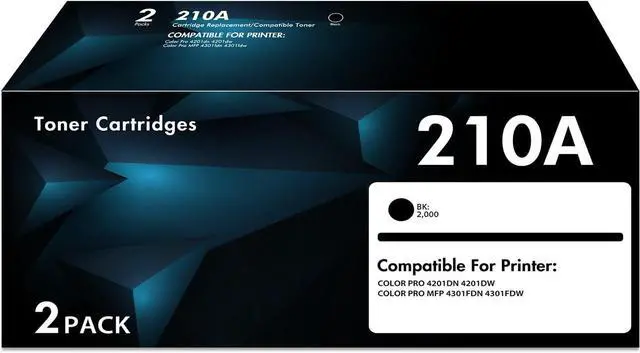 Main image of Ennovor 210A Toner Cartridges 2-Pack Black | Compatible Replacement for 210A W2100A 210X W2100X for Color Pro 4201dn 4201dw Pro MFP 4301fdn 4301fdw Printer Ink (with Chip)